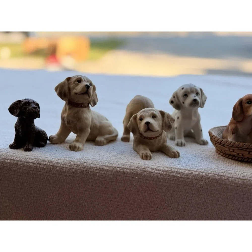 Vintage Lot Of 8 Variety Dog Glass Figurines 90s